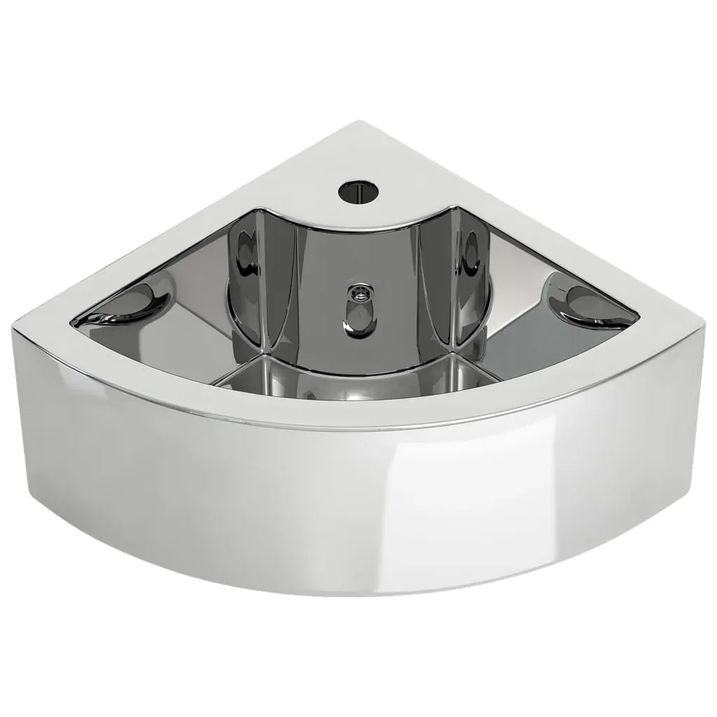 Wash Basin with Overflow 45x32x12.5 cm Ceramic Silver Price