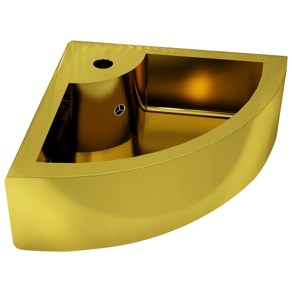Wash Basin with Overflow 45x32x12.5 cm Ceramic Gold Price