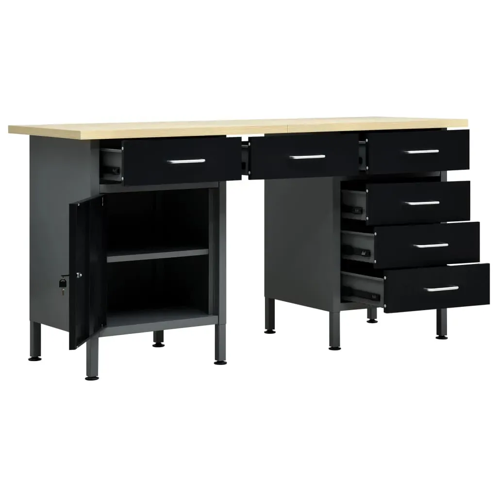 Workbench Black 160x60x85 cm Steel Price