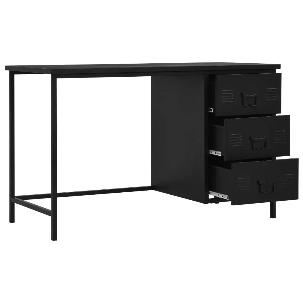 Desk with Drawers Industrial Black 120x55x75 cm Steel Price