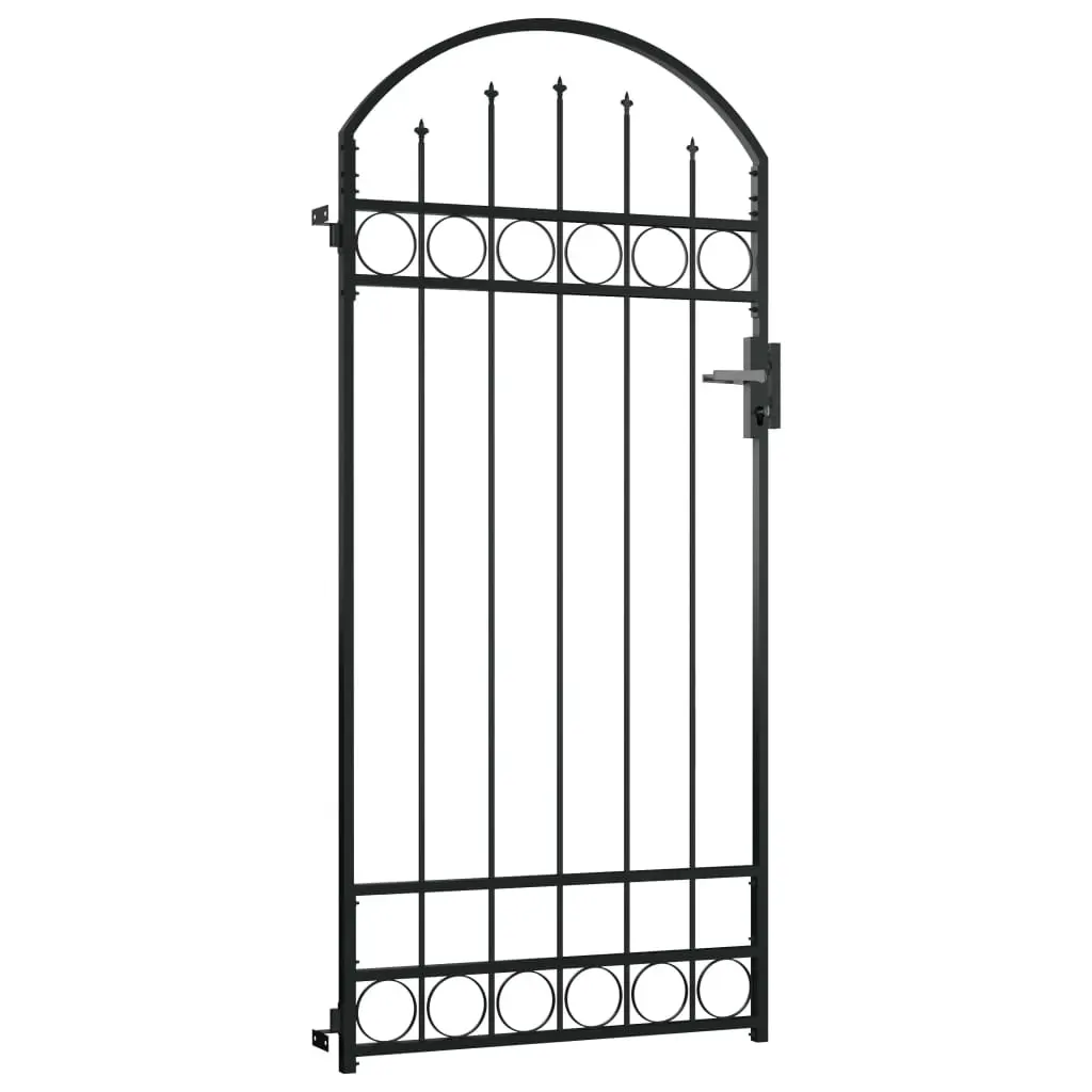 Fence Gate with Arched Top Steel 89x200 cm Black Price