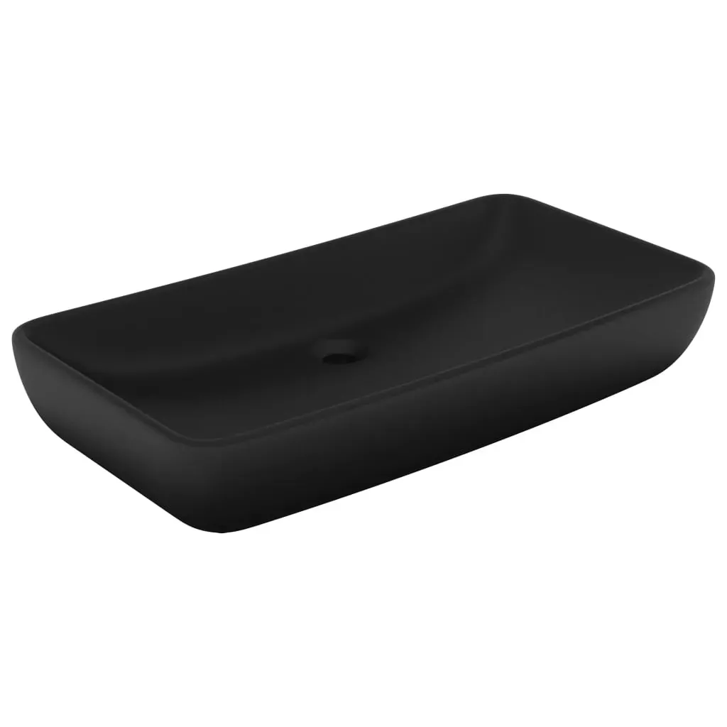 Luxury Basin Rectangular Matt Black 71x38 cm Ceramic Price