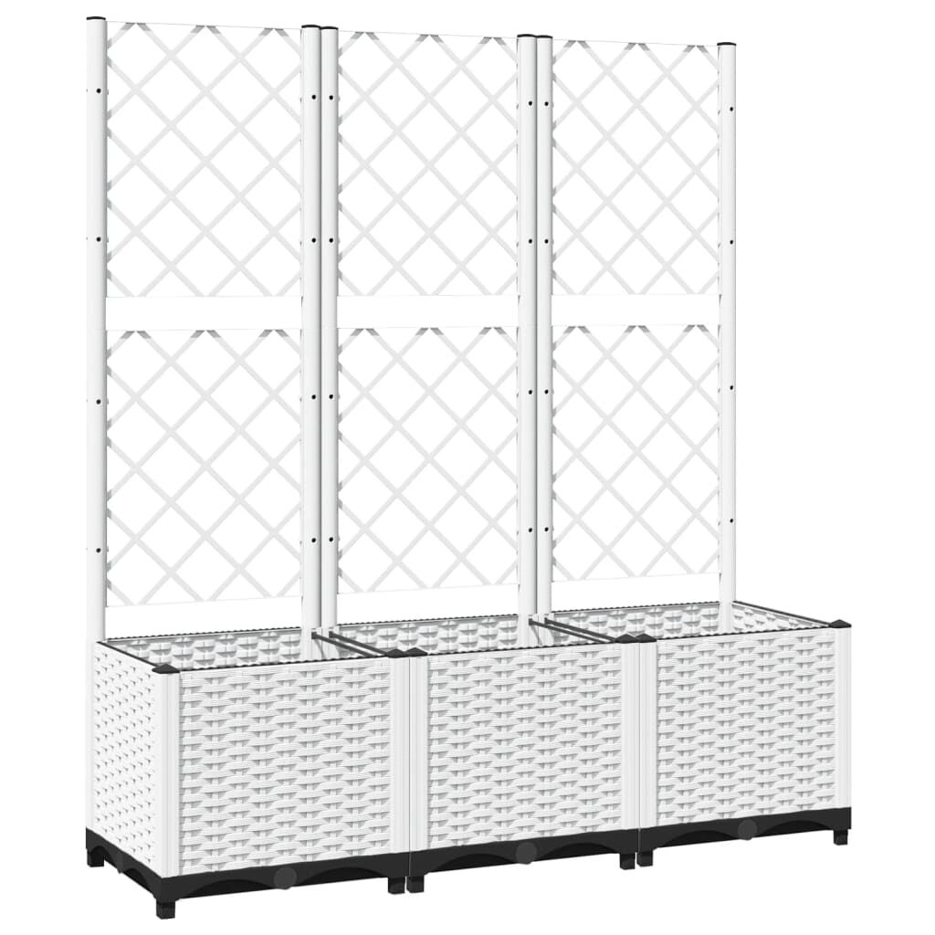 Garden Planter with Trellis White 120x40x136 cm PP Price