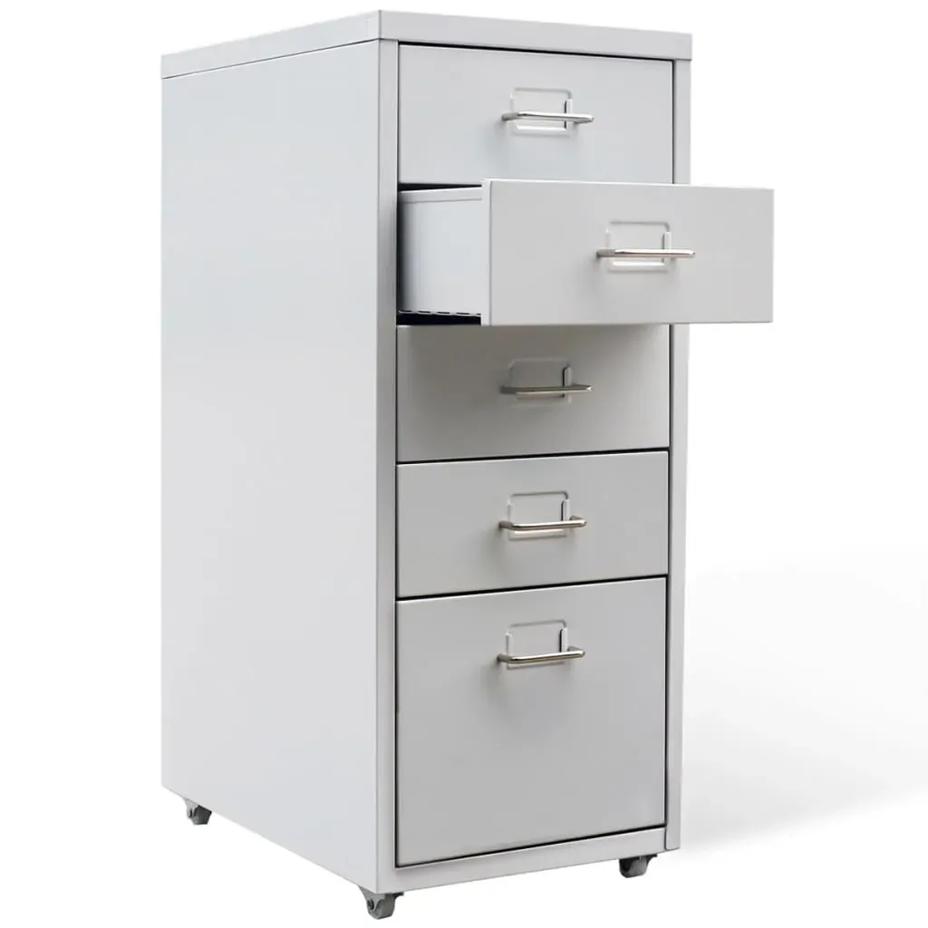 File Cabinet with 5 Drawers Grey 68.5 cm Steel Price