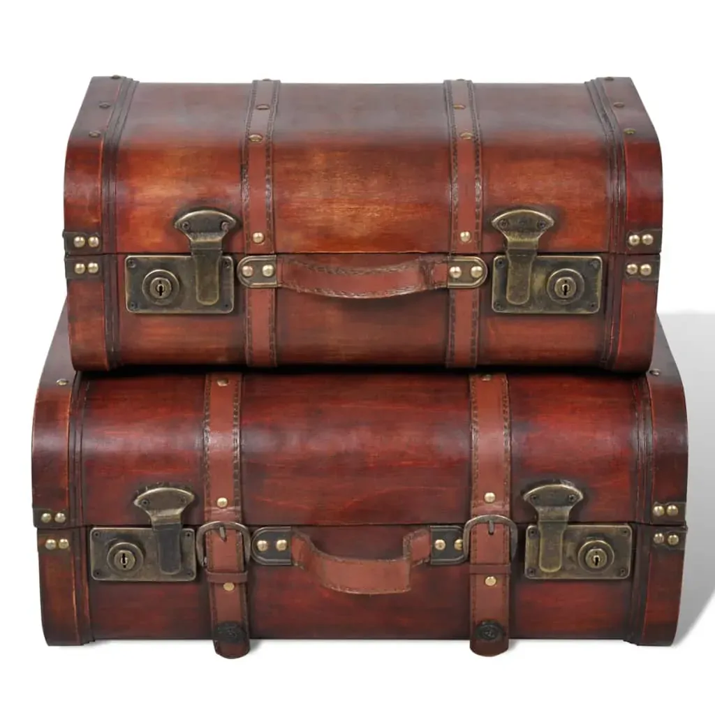 Wooden Treasure Chests 2 pcs Vintage Brown Price