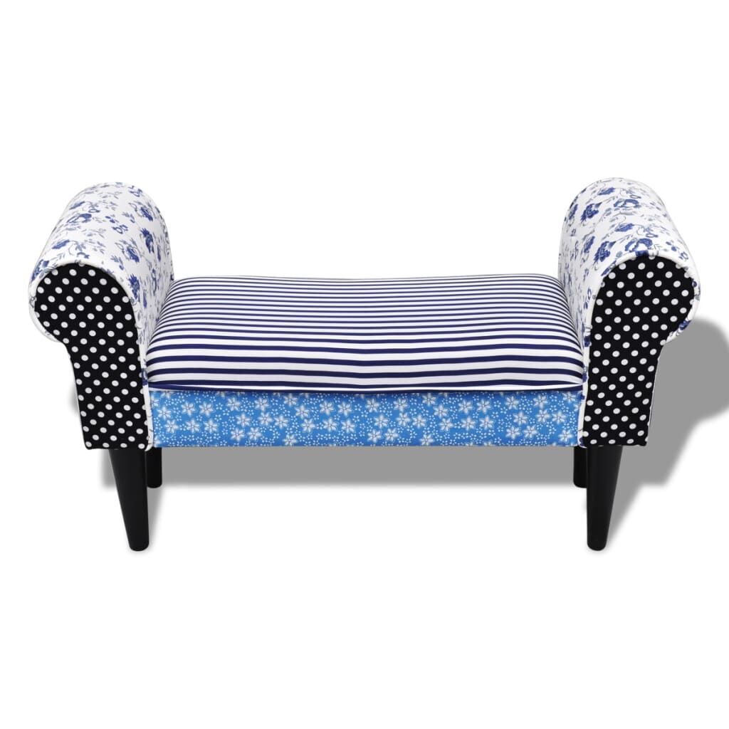 Patchwork Bench Country Living Style Blue & White Price