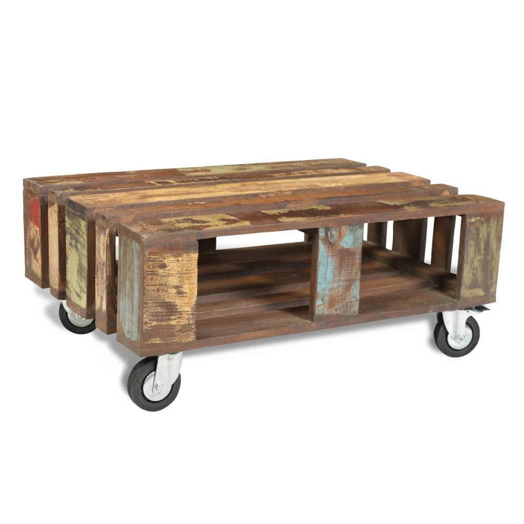 Coffee Table with 4 Wheels Reclaimed Wood Price