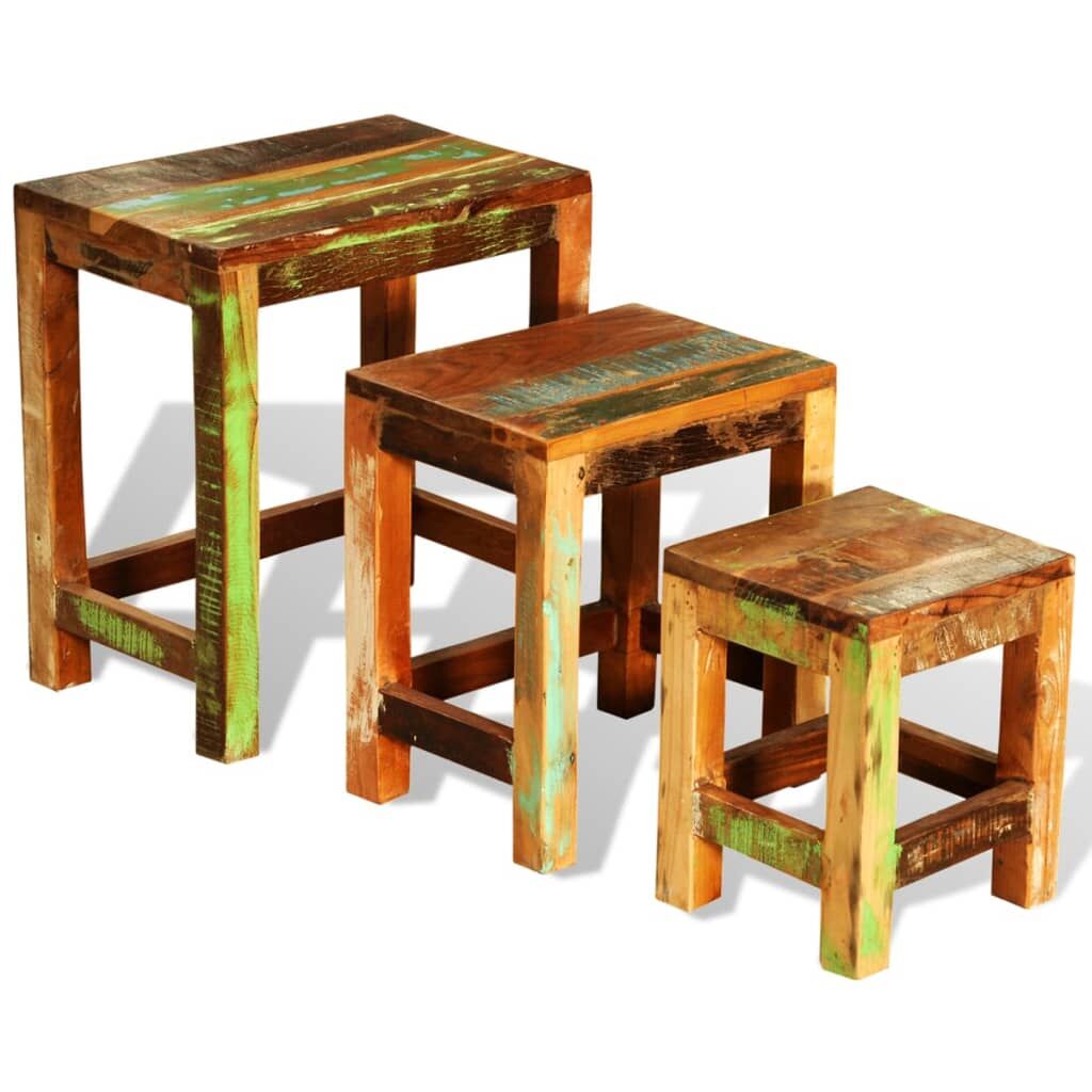 Nesting Table Set 3 Pieces Vintage Reclaimed Wood Price