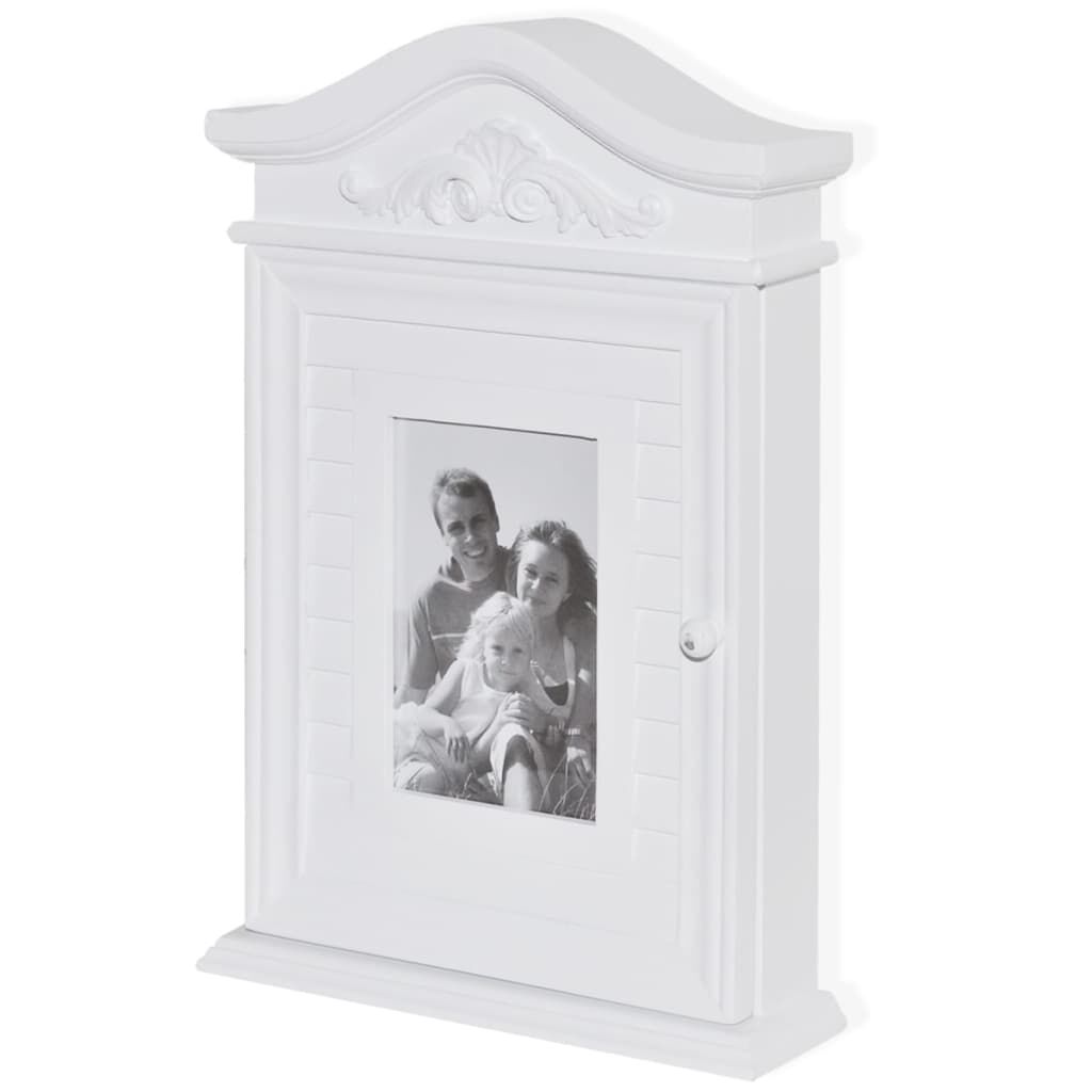 Key Cabinet with Photo Frame White Price