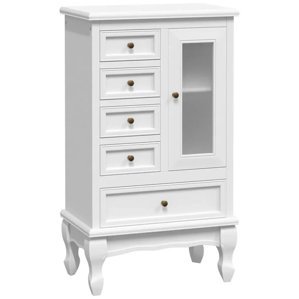 Cabinet with 5 Drawers 2 Shelves White Price