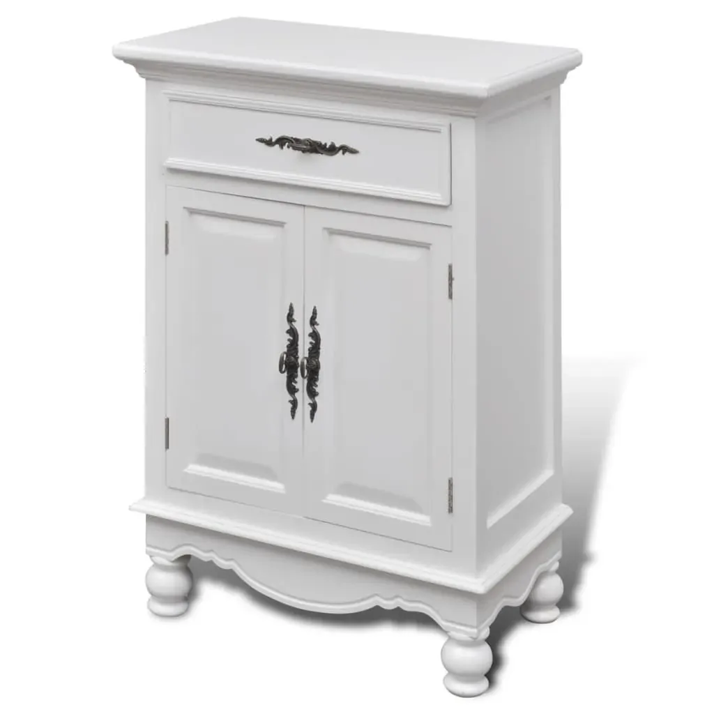 Wooden Cabinet with 2 Doors 1 Drawer White Price