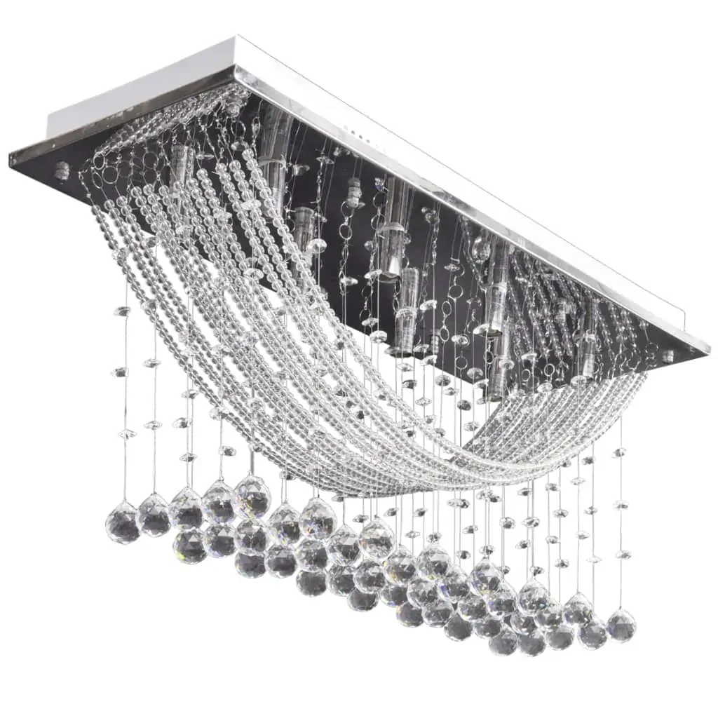 Ceiling Lamp with Glittering Glass Crystal Beads 8 x G9 29 cm Price