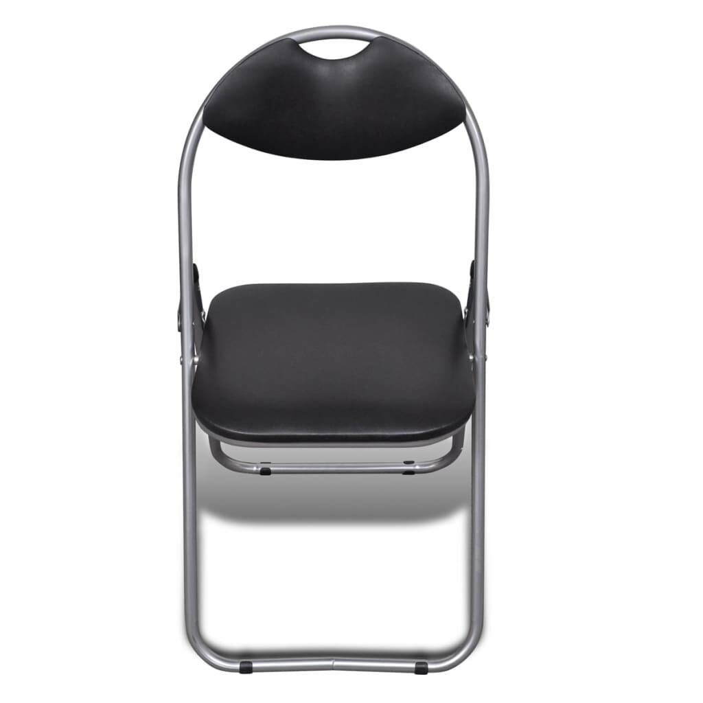 Folding Dining Chairs 6 pcs Black Faux Leather and Steel Price