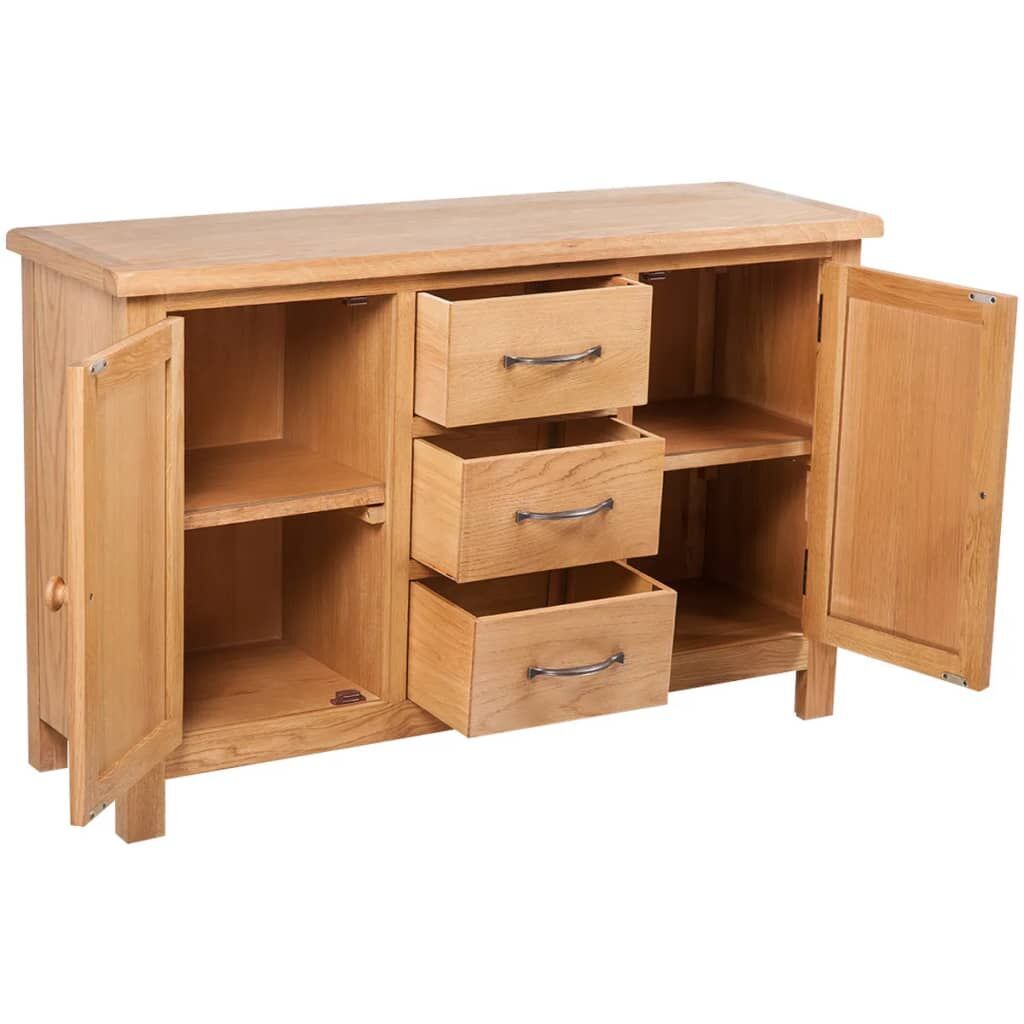 Sideboard with 3 Drawers 110x33.5x70 cm Solid Oak Wood Price