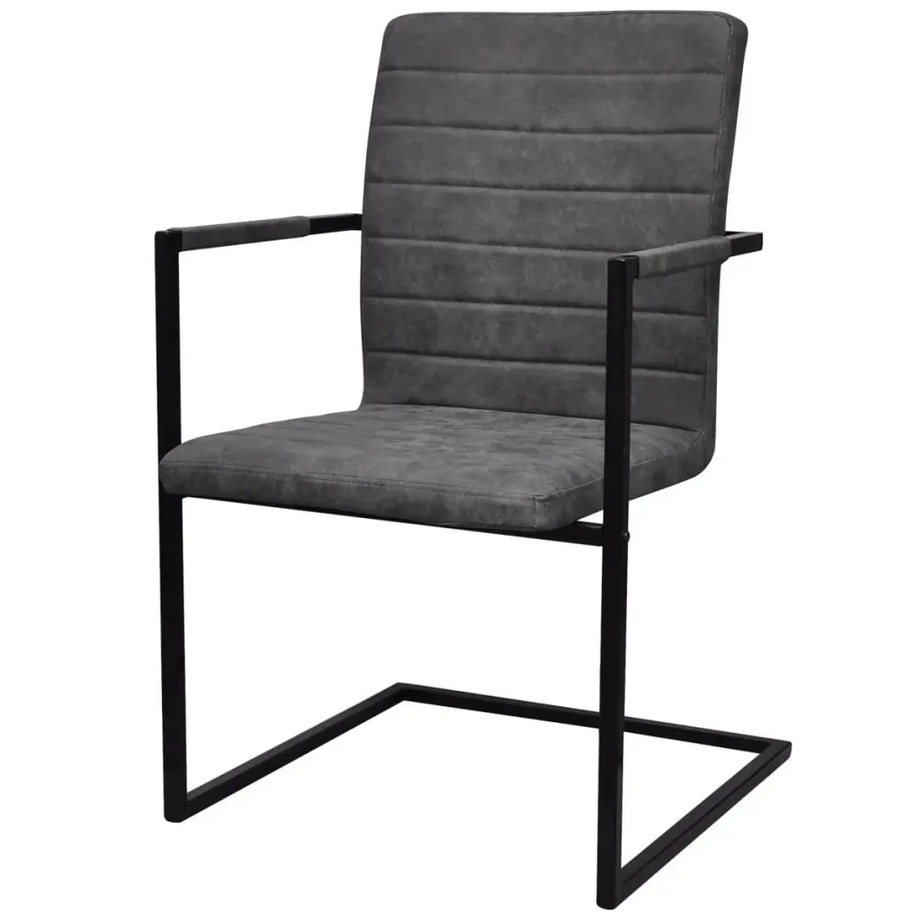 Cantilever Dining Chairs 2 pcs Grey Faux Leather Price