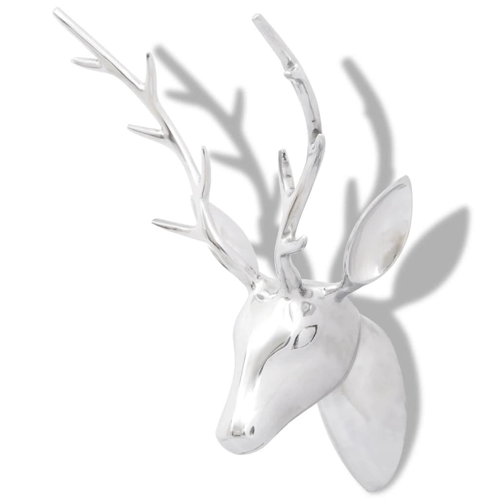 Wall Mounted Aluminium Deer's Head Decoration Silver 62 cm Price
