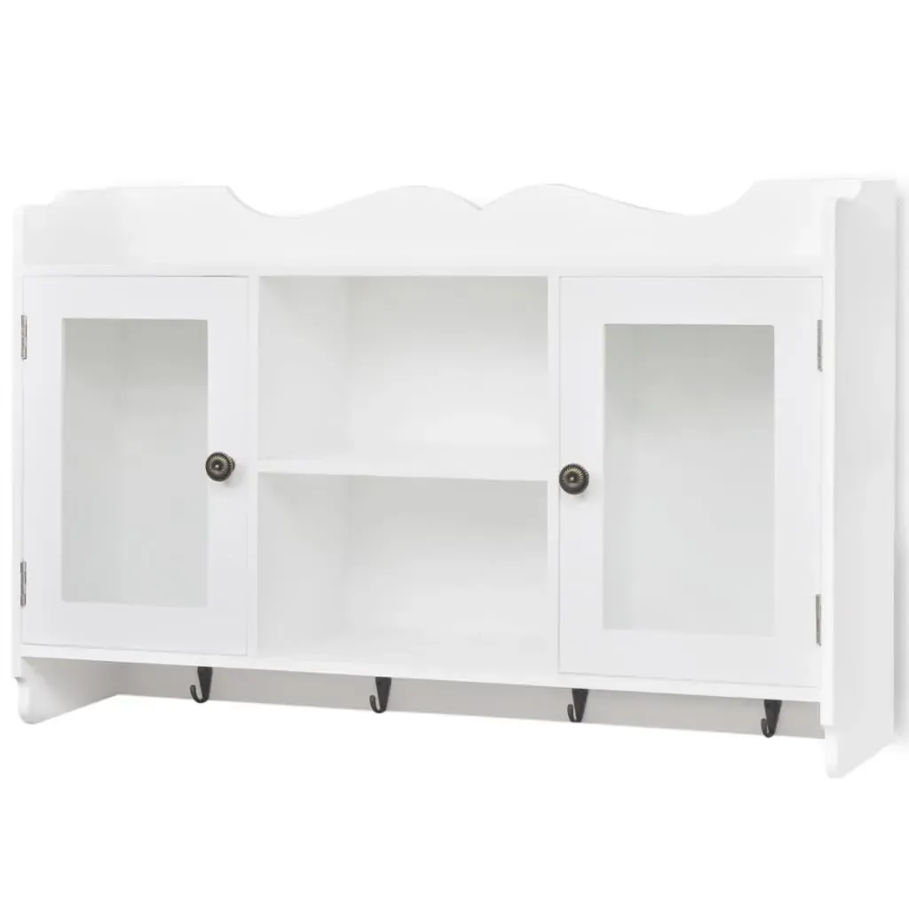 Wall Cabinet Display Shelf Book/DVD/Glass Storage White MDF Price