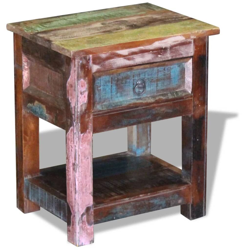 Side Table with 1 Drawer Solid Reclaimed Wood 43x33x51 cm Price