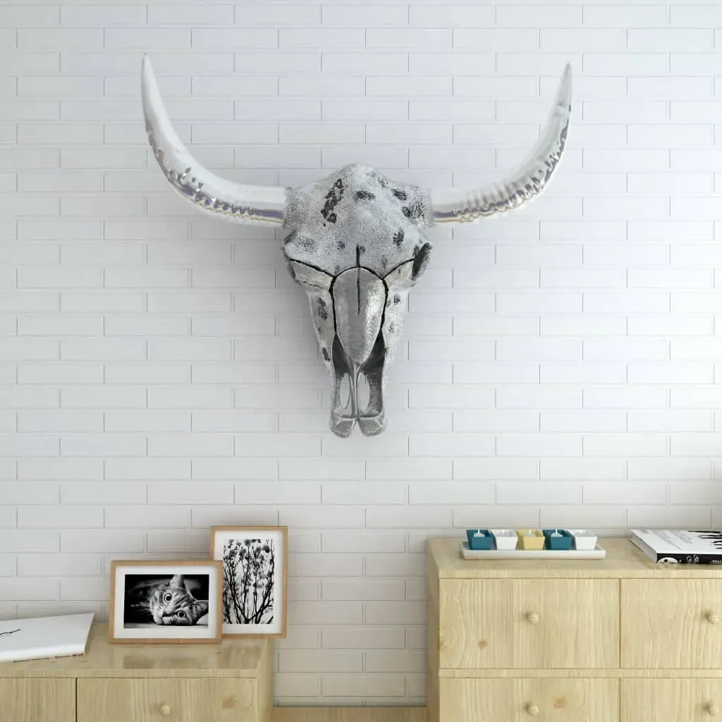 Skull Head Decoration Wall-Mounted Aluminium Silver Price