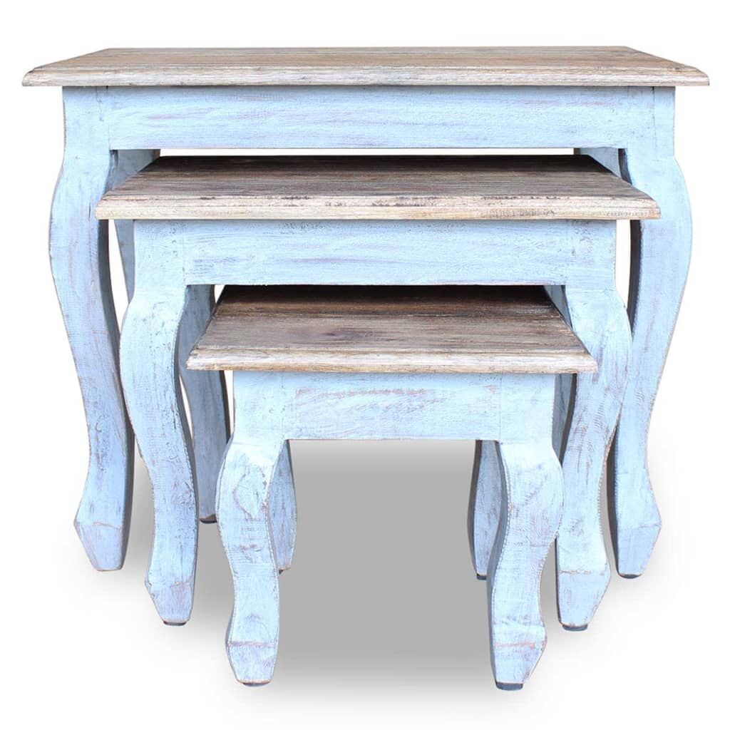 Nesting Table Set 3 Pieces Solid Mahogany Wood Price