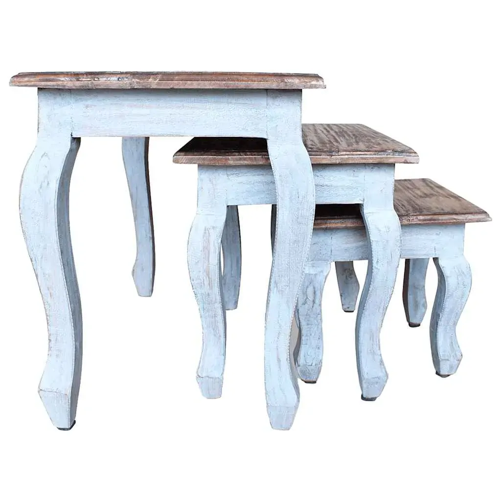 Nesting Table Set 3 Pieces Solid Mahogany Wood Price