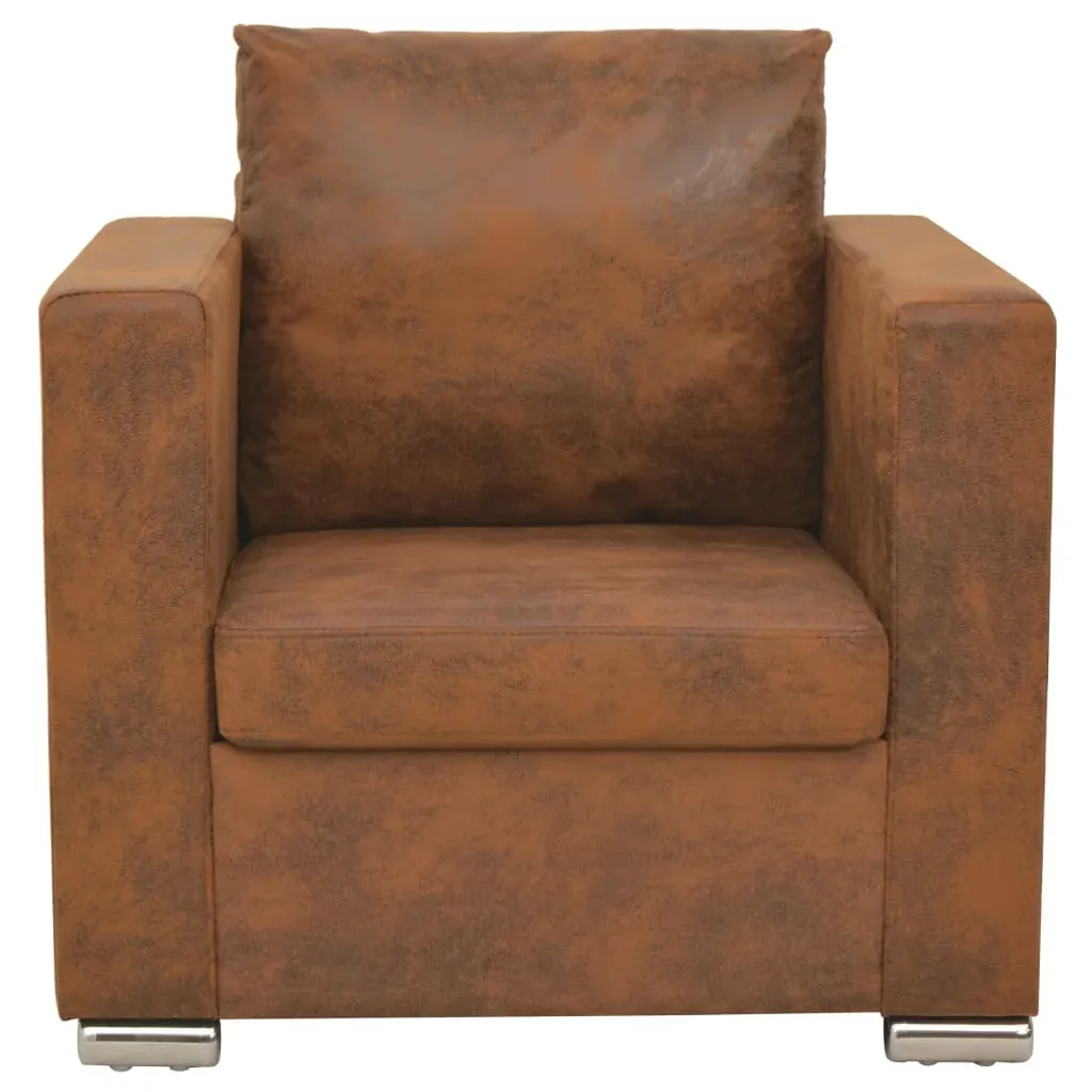 Armchair Brown 82x73x82 cm Faux Suede Leather Price
