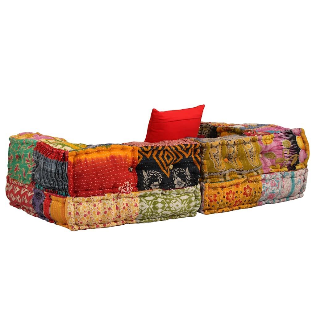 2-Seater Modular Pouffe Patchwork Fabric Price