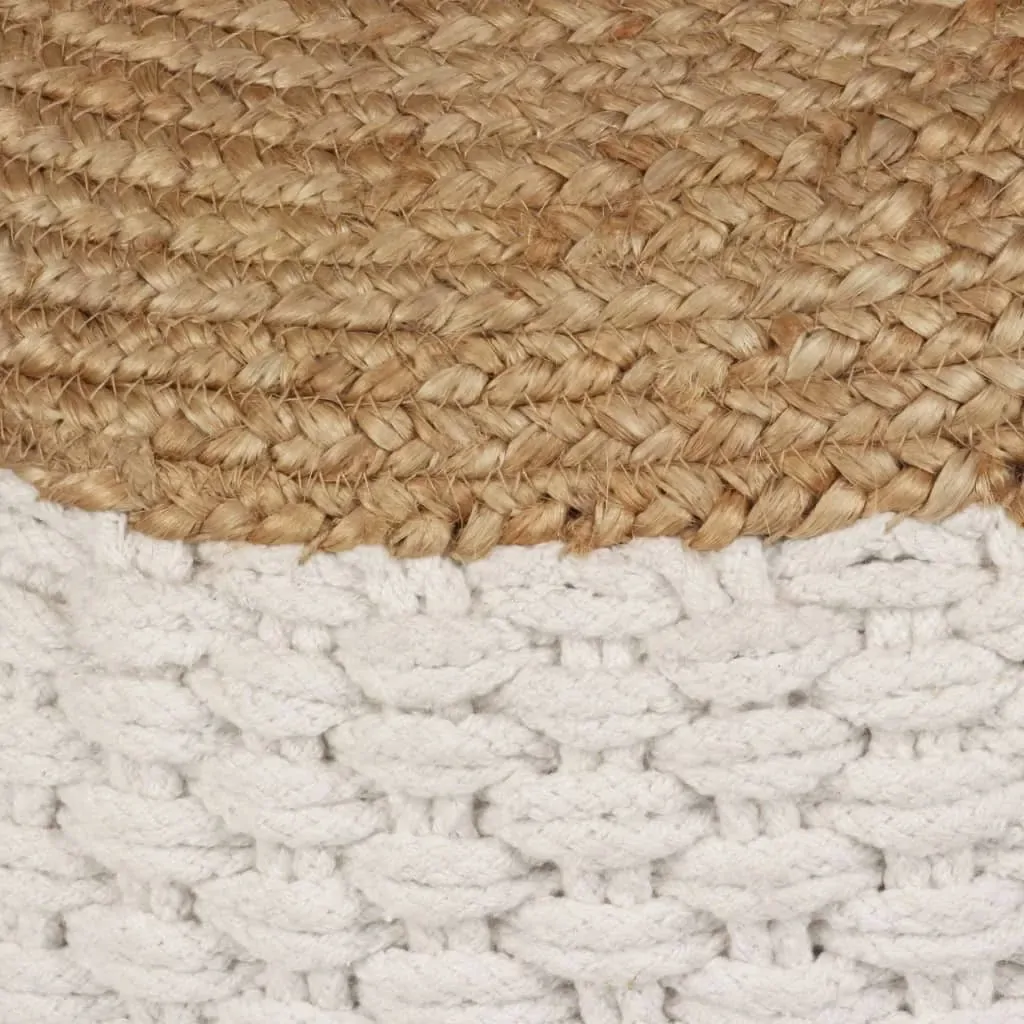 Woven/Knitted Pouffe Jute Cotton 50x35 cm White Price