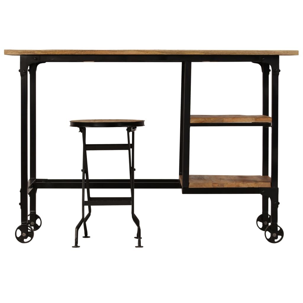 Desk with Folding Stool Solid Mango Wood 115x50x76 cm Price