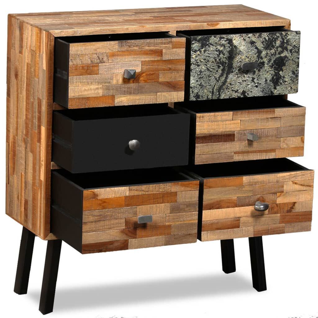 Side Cabinet with 6 Drawers 70x30x76 cm Solid Reclaimed Teak Price