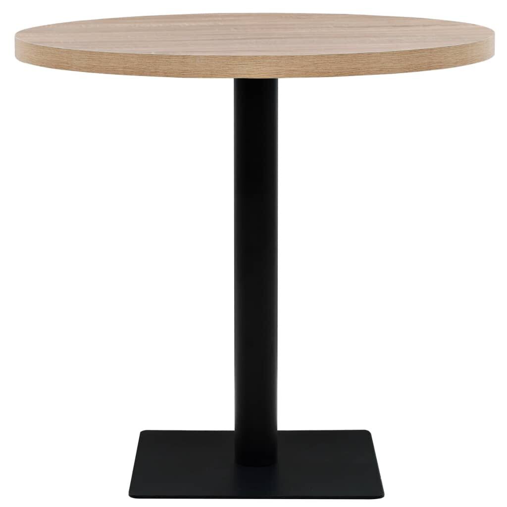 Bistro Table MDF and Steel Round 80x75 cm Oak Colour Price