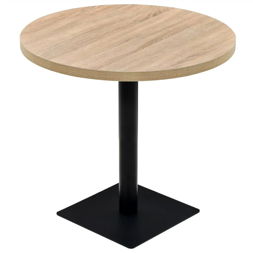 Bistro Table MDF and Steel Round 80x75 cm Oak Colour Price