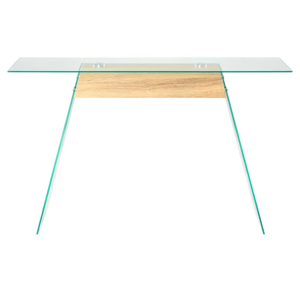 Console Table MDF and Glass 120x30x76 cm Oak Colour Price