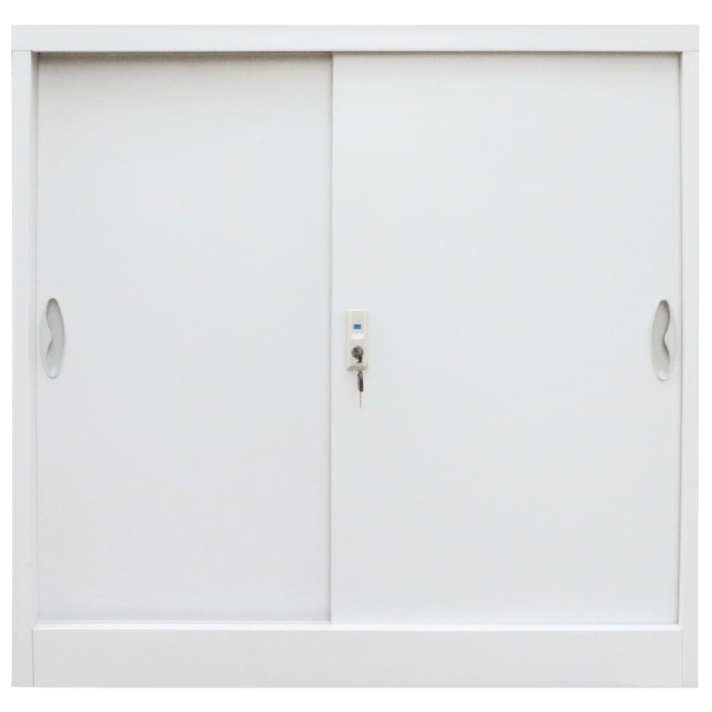 Office Cabinet with Sliding Doors Metal 90x40x90 cm Grey Price