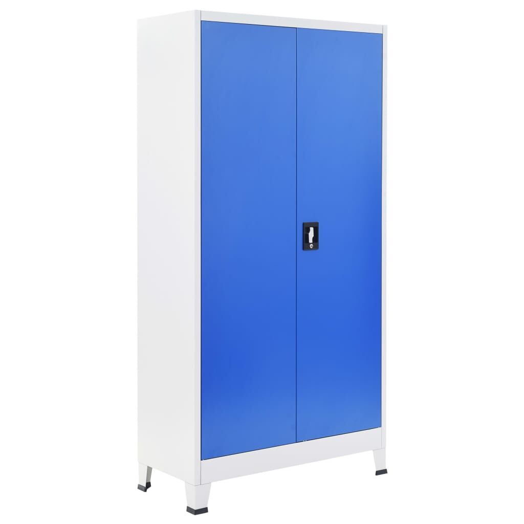 Office Cabinet Metal 90x40x180 cm Grey and Blue Price