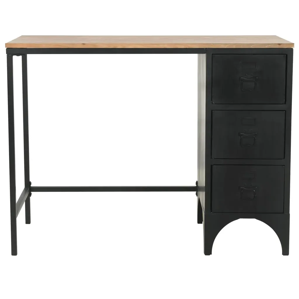Single Pedestal Desk Solid Firwood and Steel 100x50x76 cm Price