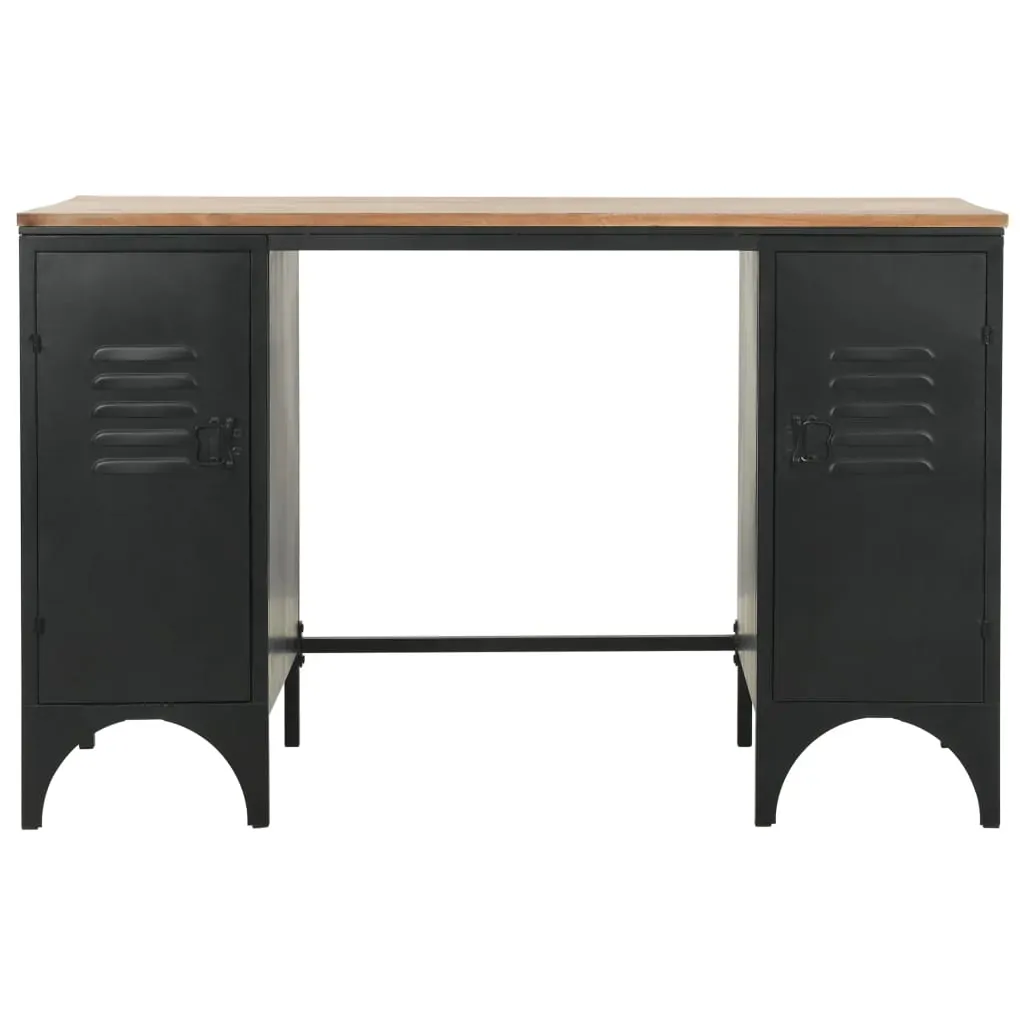 Double Pedestal Desk Solid Firwood and Steel 120x50x76 cm Price