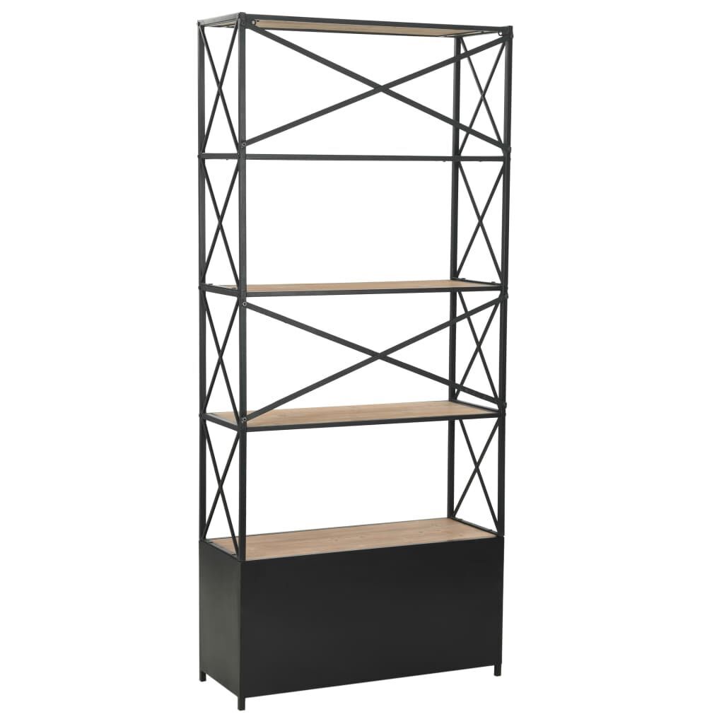 Bookcase Solid Firwood and Steel 80x32.5x180 cm Price