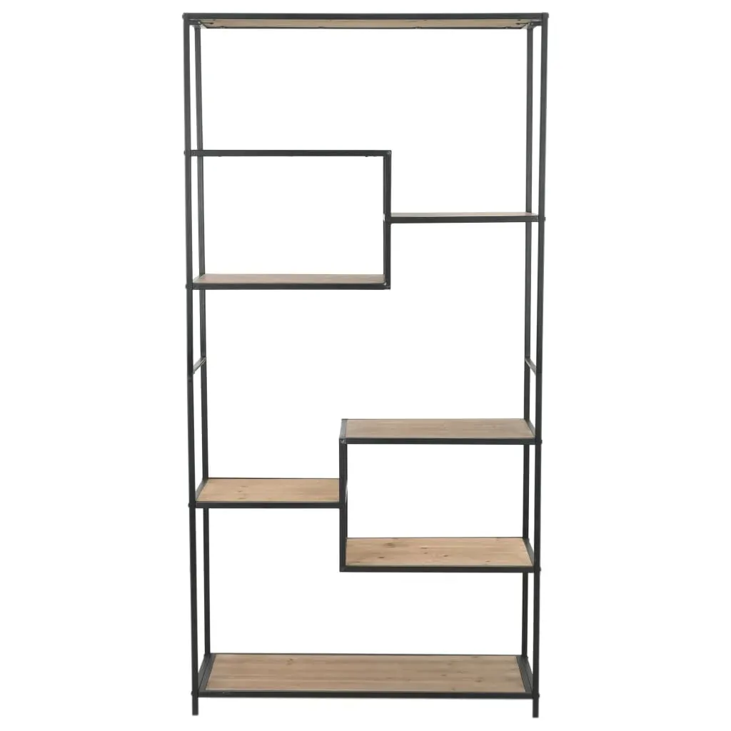 Bookcase Solid Firwood and Steel 90.5x35x180 cm Price