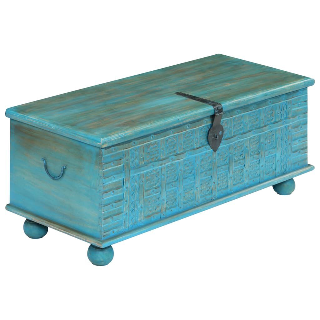 Storage Chest Solid Mango Wood Blue 100x40x41 cm Price