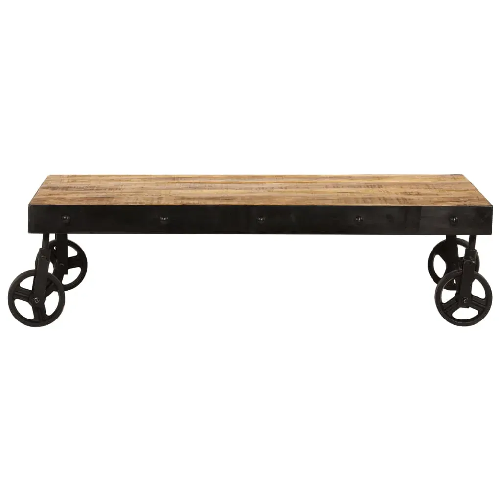 Coffee Table with Wheels Solid Mango Wood 100x60x26 cm Price
