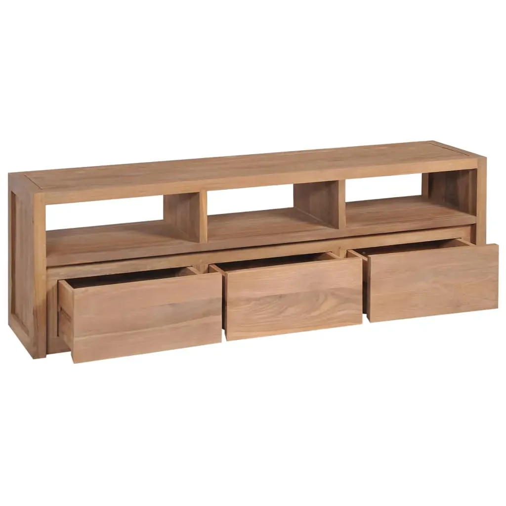 TV Cabinet Solid Teak Wood with Natural Finish 120x30x40 cm Price