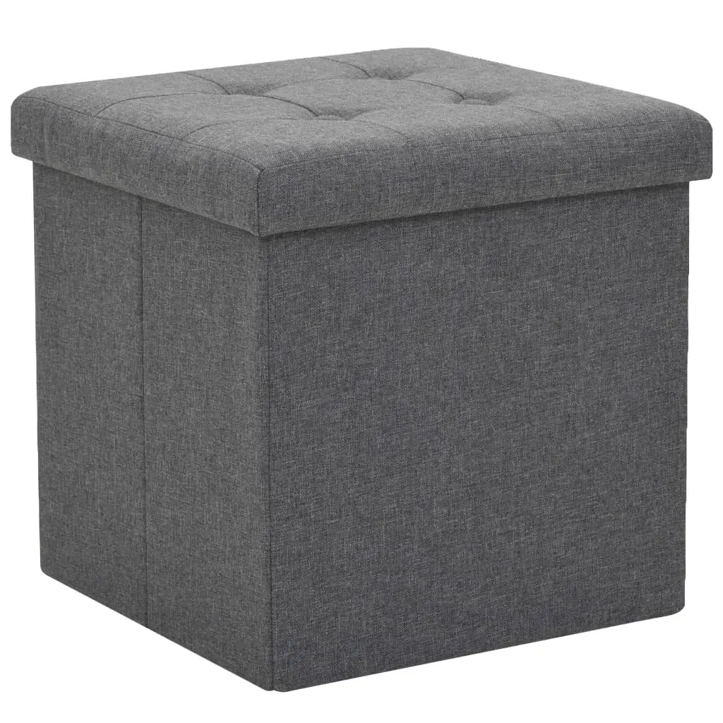 Folding Storage Stools 2 pcs Dark Grey Faux Linen Price