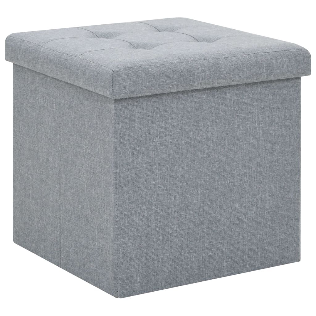 Folding Storage Stools 2 pcs Light Grey Faux Linen Price