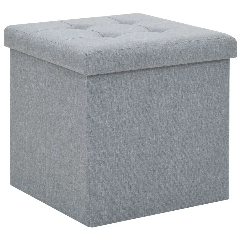 Folding Storage Stools 2 pcs Light Grey Faux Linen Price
