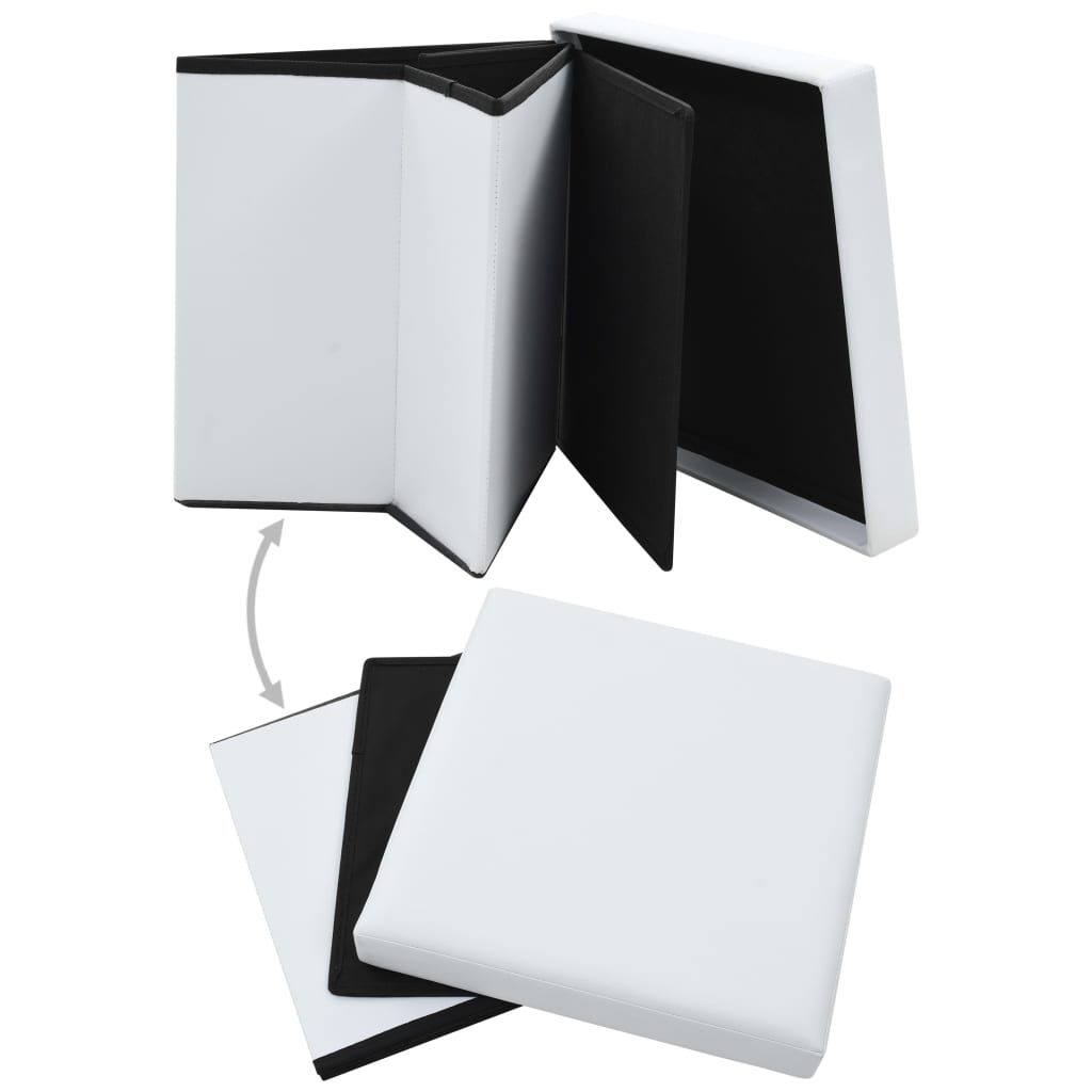 Folding Storage Stool White Faux Leather Price