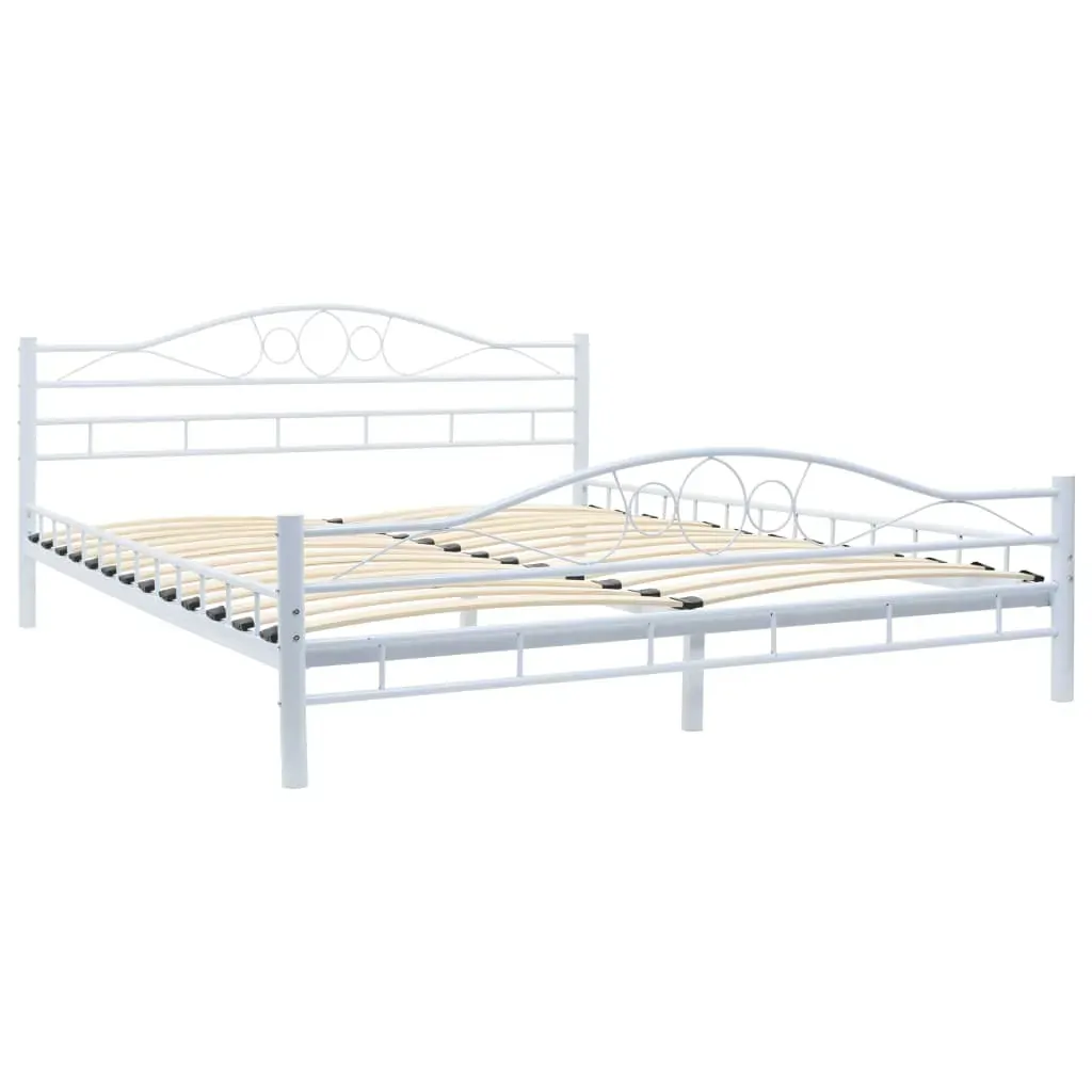 Bed Frame without Mattress White Metal 153x203 cm Queen Price