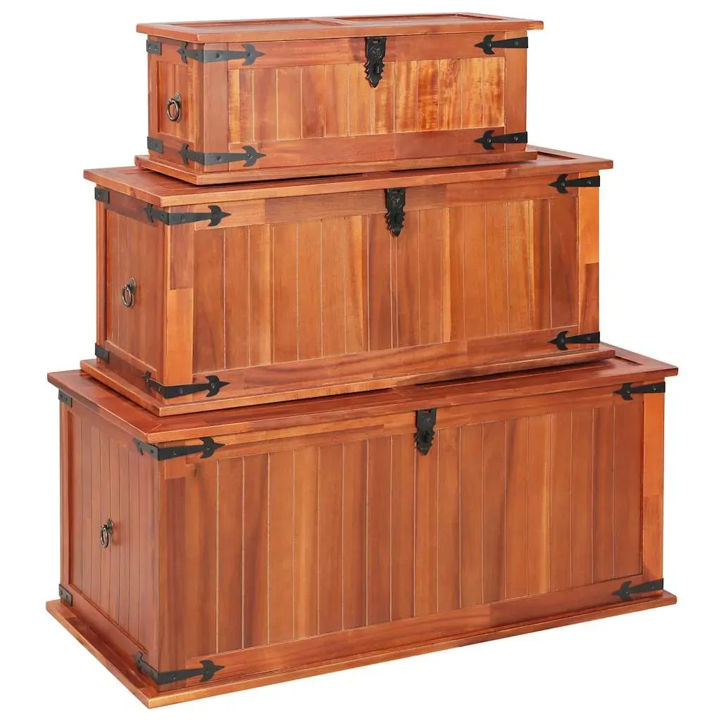Storage Chests 3 pcs Solid Acacia Wood Price