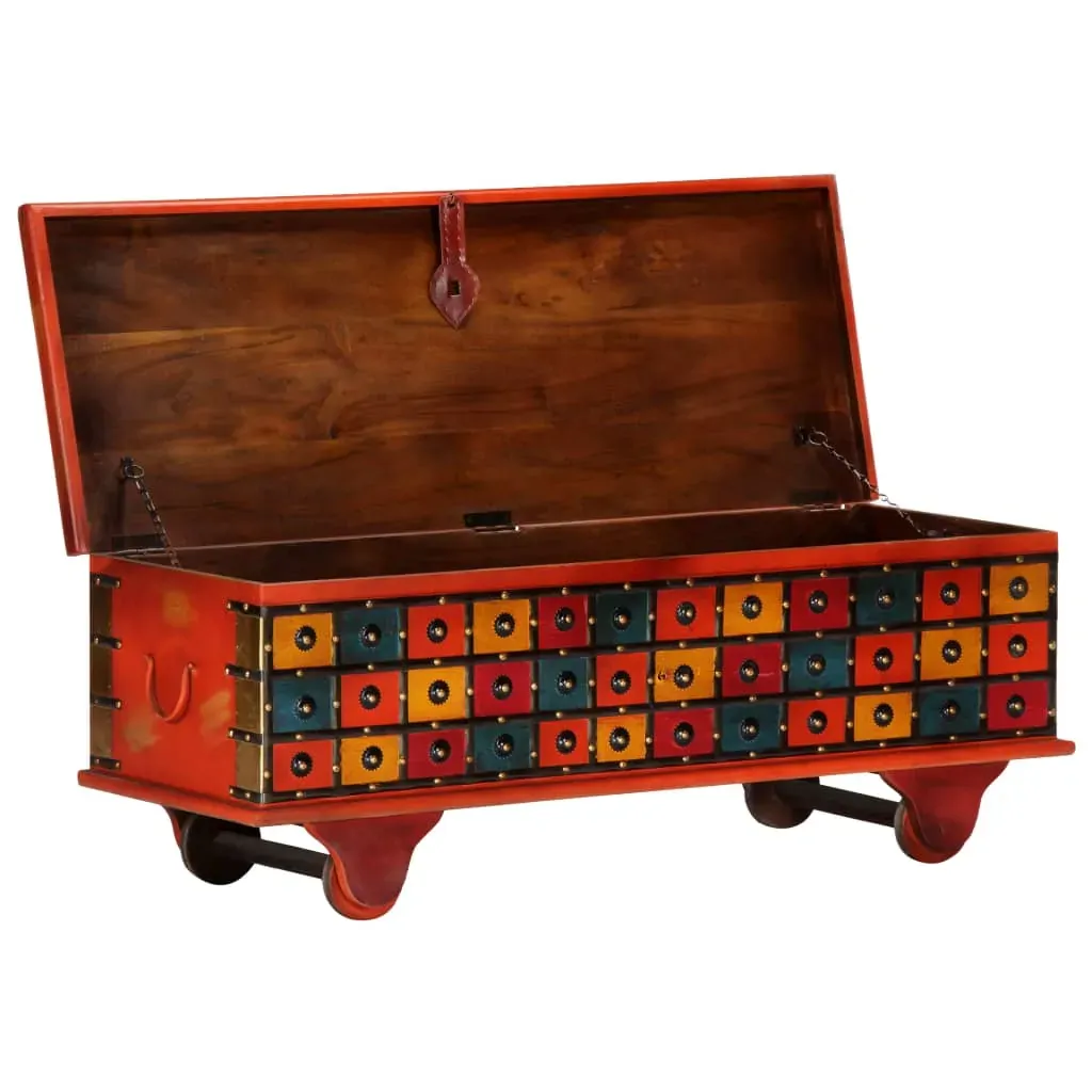 Storage Box Red 110x40x40 cm Solid Acacia Wood Price