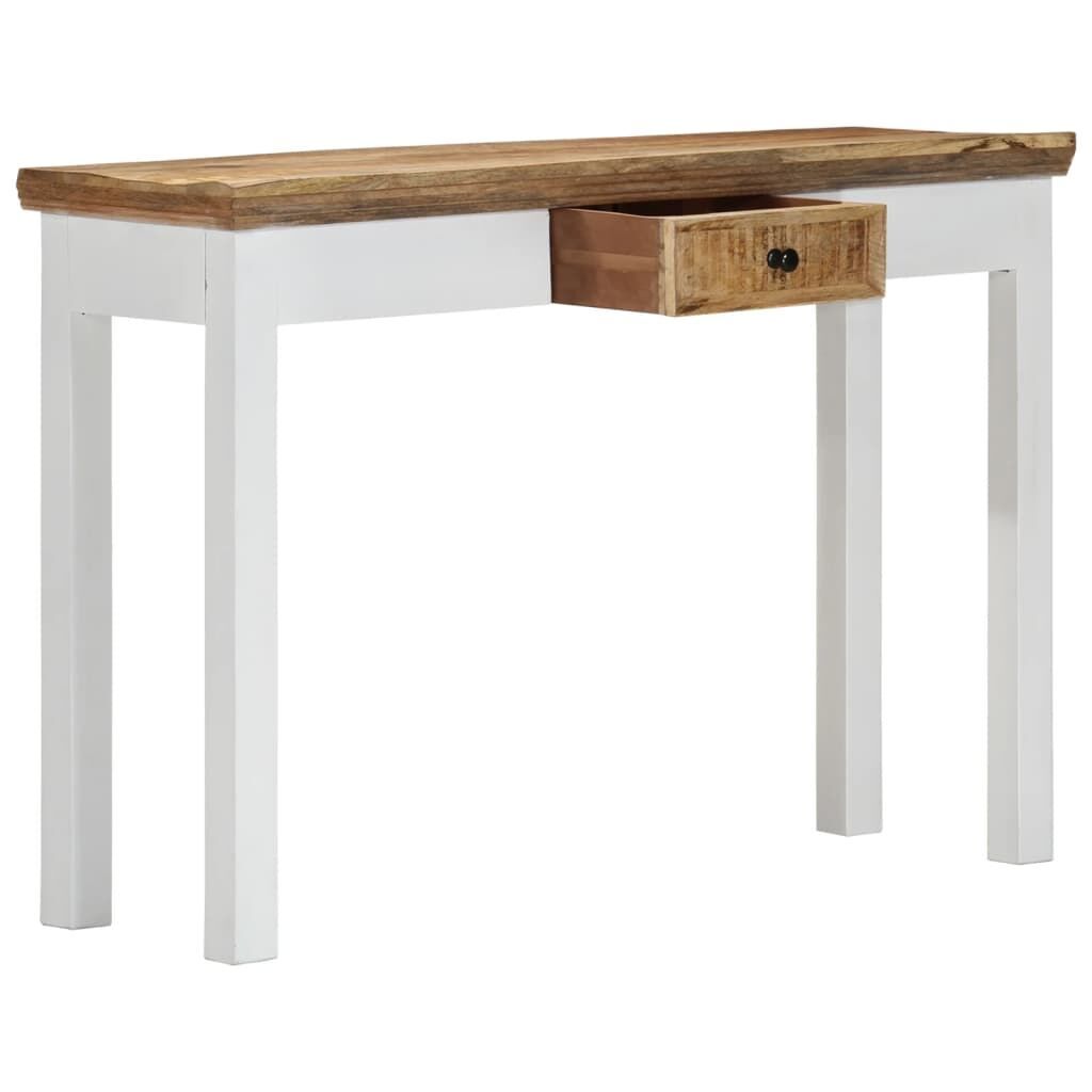Console Table White and Brown 110x35x75 cm Solid Mango Wood Price